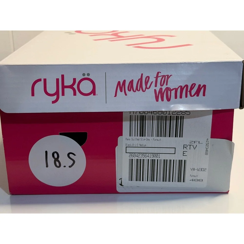 Ryka‎ Pursuit Quilted Slip-Ons Black Puffer Walking Sneakers Comfort Shoes 8.5